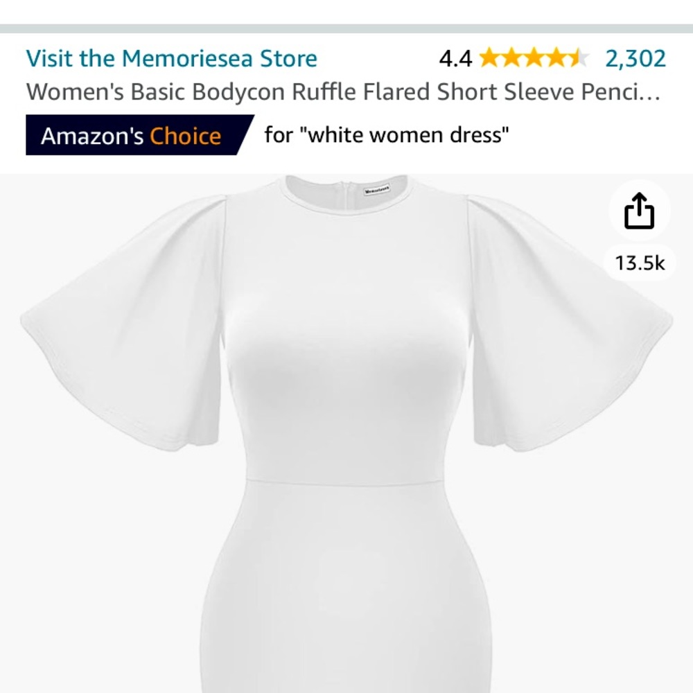 Amazon Memoriesea Women's Summer Basic  Midi Dress White Size 2X